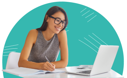 A woman with a laptop